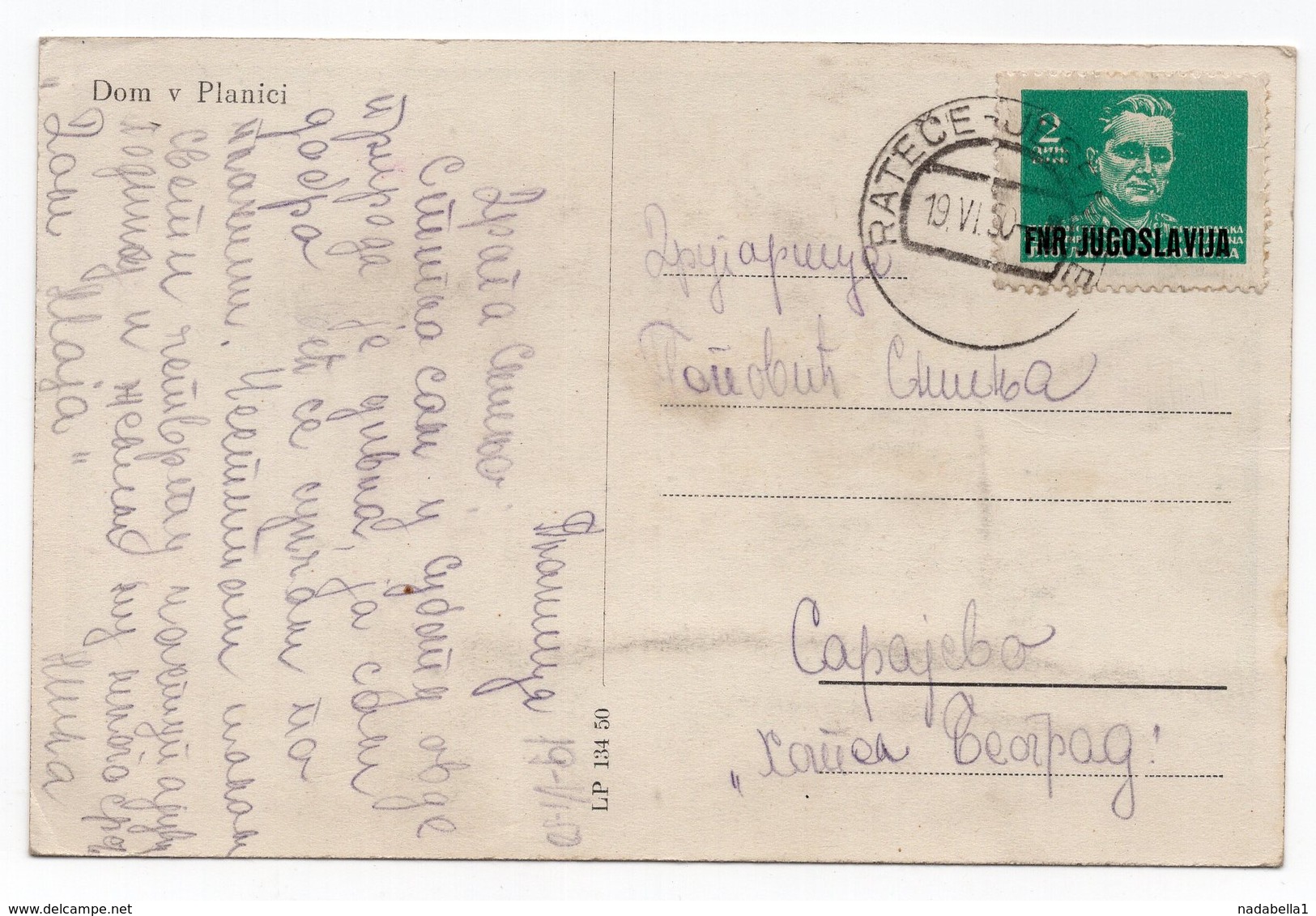 1950 YUGOSLAVIA, SLOVENIA, PLANICA, TPO RATECE-JESENICE, TITO, SKI HUT, ILLUSTRATED POSTCARD,  USED - Yugoslavia