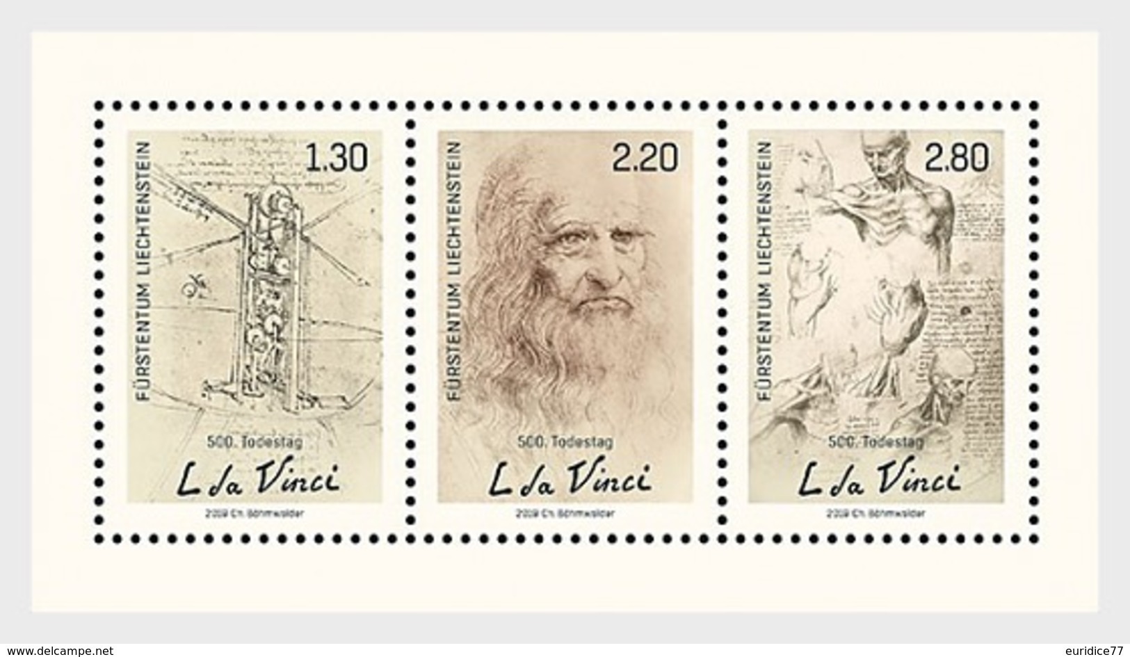 Liechtenstein 2019 - 500th Anniv. Of The Death Of Leonardo Da Vinci M/s - Nuovi