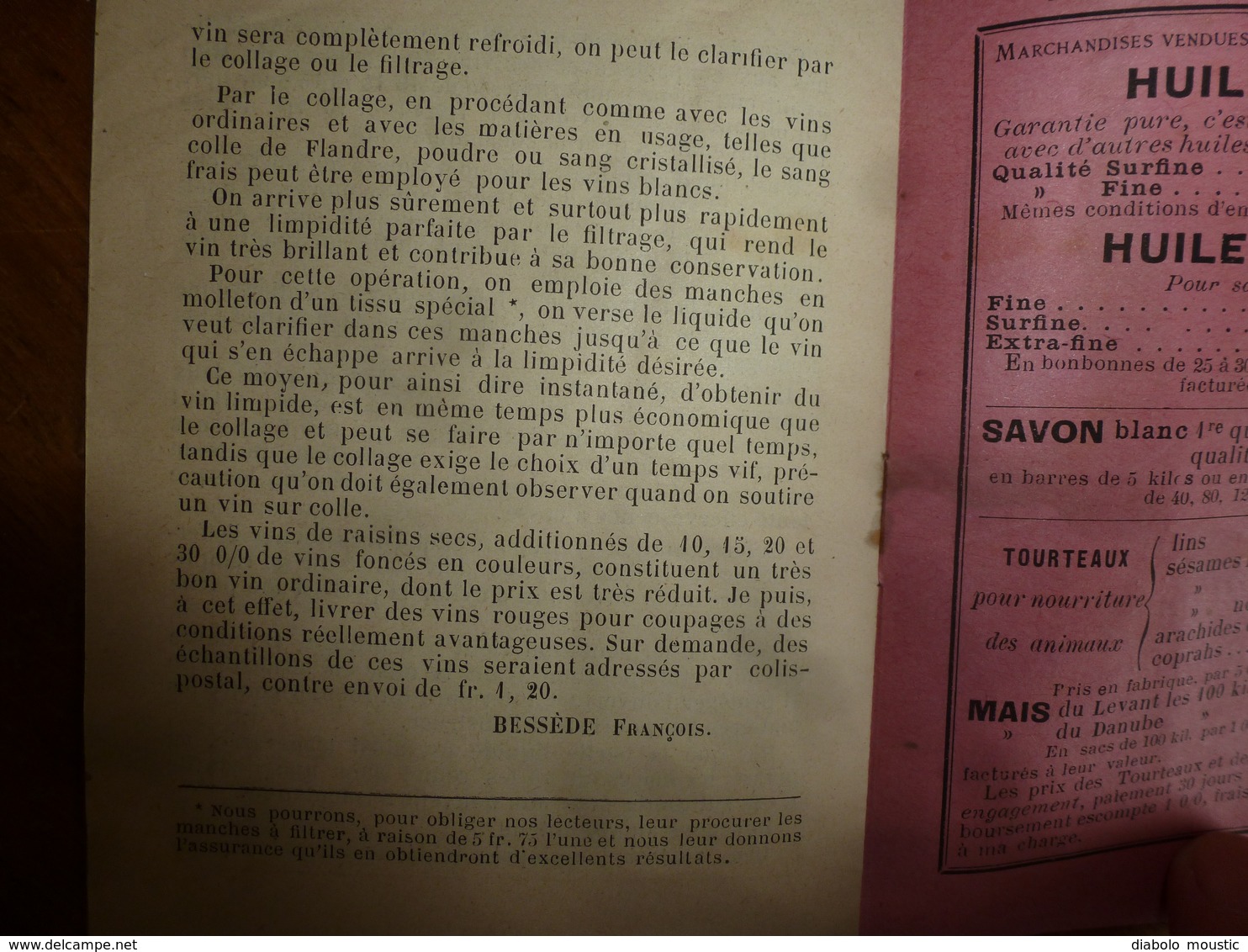 1893:  La vérité sur les RAISINS SECS appliqués aux boissons - par François Bessède à Marseille ....etc