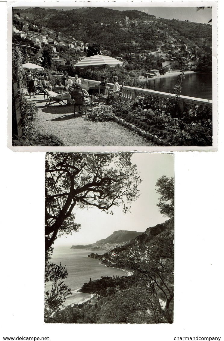 2 Photos C1950 Roquebrune - Vue De La Terrasse De L'hôtel-villa Sévigné - 2 Scans - Places