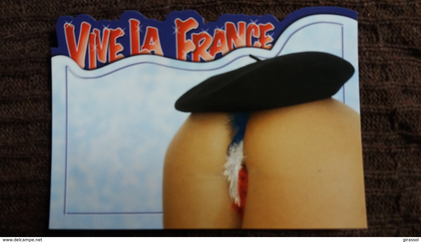 CPM PIN UP FEMME NU A MOITIE FESSES NUES BERET BLEU BLANC ROUGE PATRIOTIQUE  HUMOUR DECOUPEE ED AS PHOTO NIKOLSON - Pin-Ups