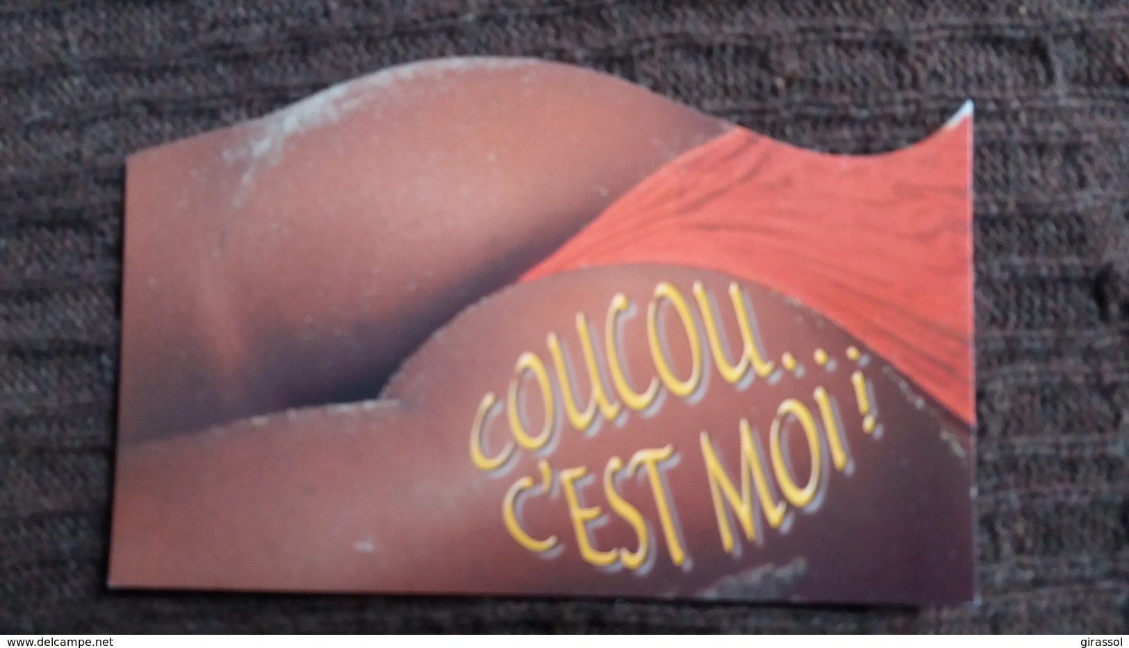 CPM PIN UP FEMME NU A MOITIE NUE FESSES NUES BRONZAGE COUCOU C EST MOI  HUMOUR DECOUPEE ED AS PHOTO WALLIS - Pin-Ups