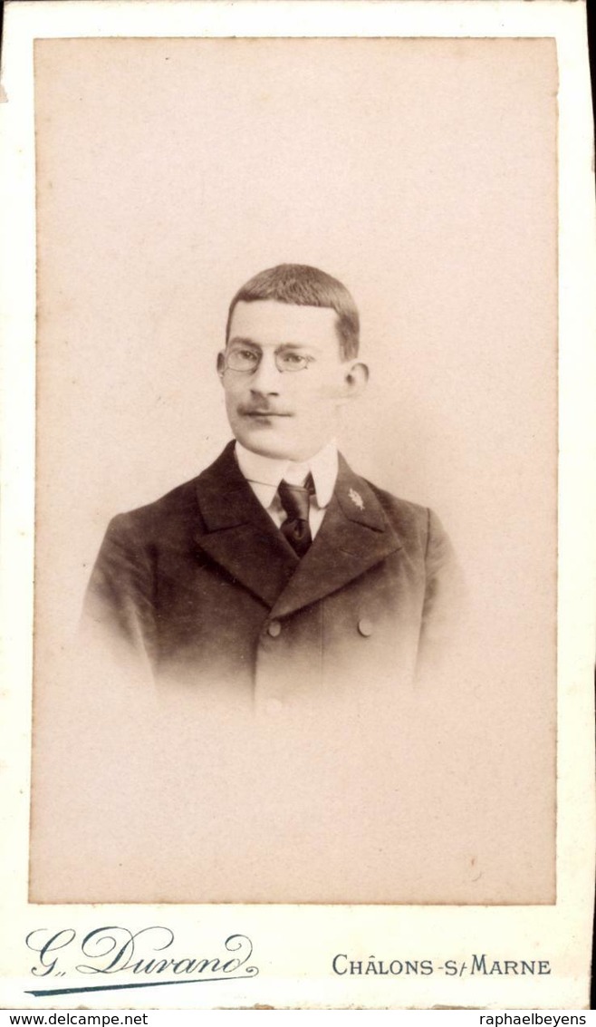 Photographie Ancienne CDV G. Durand Buste Homme Mr Grimon Etoges Marne 19 è - Old (before 1900)