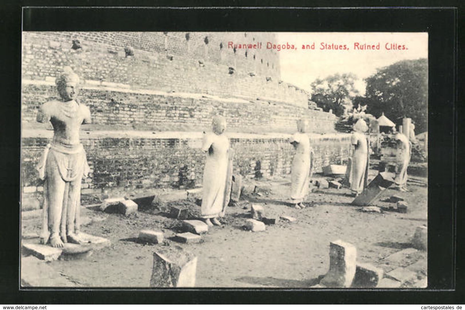 AK Ceylon, Ruanwell Dagoba And Statues, Ruined Citles - Sri Lanka (Ceylon)