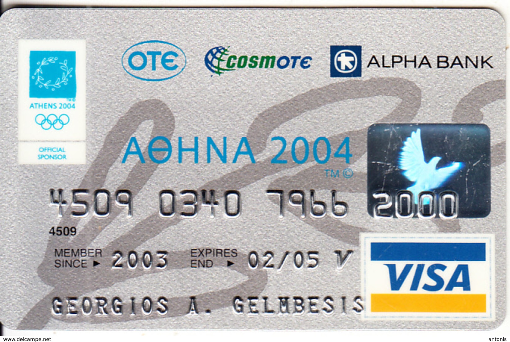 GREECE - Athens 2004 Olympics, Alpha Bank Visa(reverse Oberthur), 11/02, Used - Credit Cards (Exp. Date Min. 10 Years)