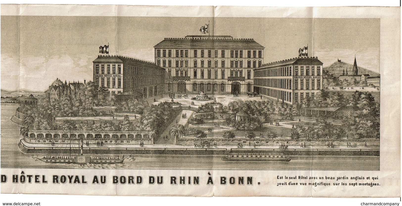 C1880 Dépliant Pub Touristique Grand Hôtel Royal - Bonn - Heinrich Ermekeil Propriétaire - Panorama Rhin - 4 Scans - Dépliants Touristiques