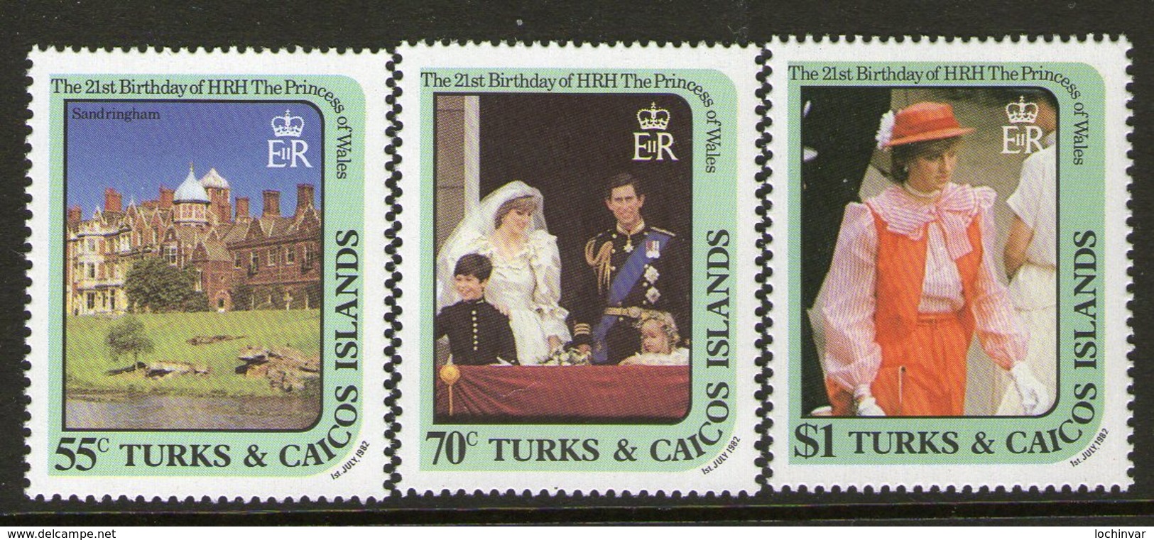 TURKS/CAICOS 1982 PRINCESS DIANA 3 MNH - Turks- En Caicoseilanden