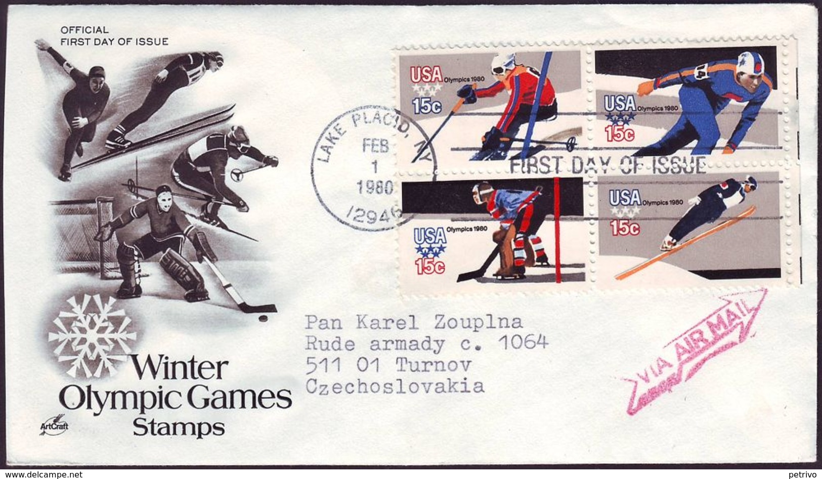 USA - 1980 C - Winter Olympic Games 1980  - FDC - Winter 1980: Lake Placid