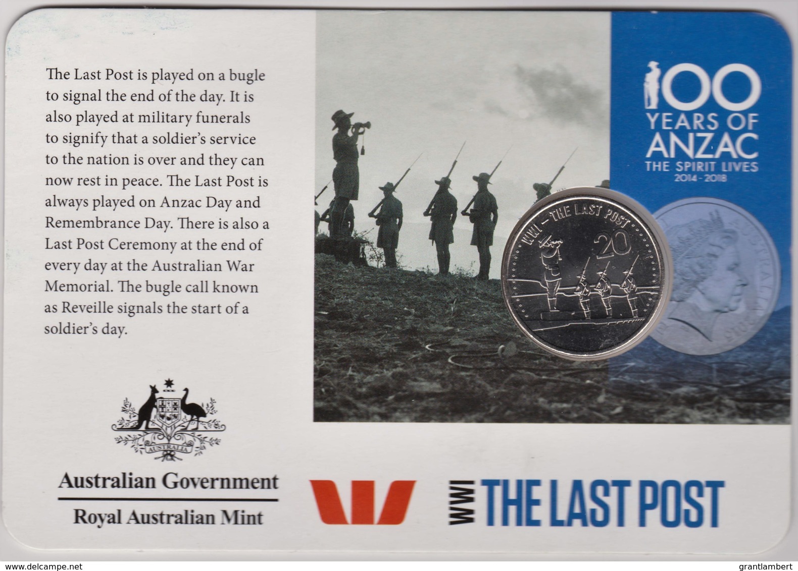 Australia 2015 ANZAC 100 Years - WW1 The Last Post Uncirculated 20c - Non Classés