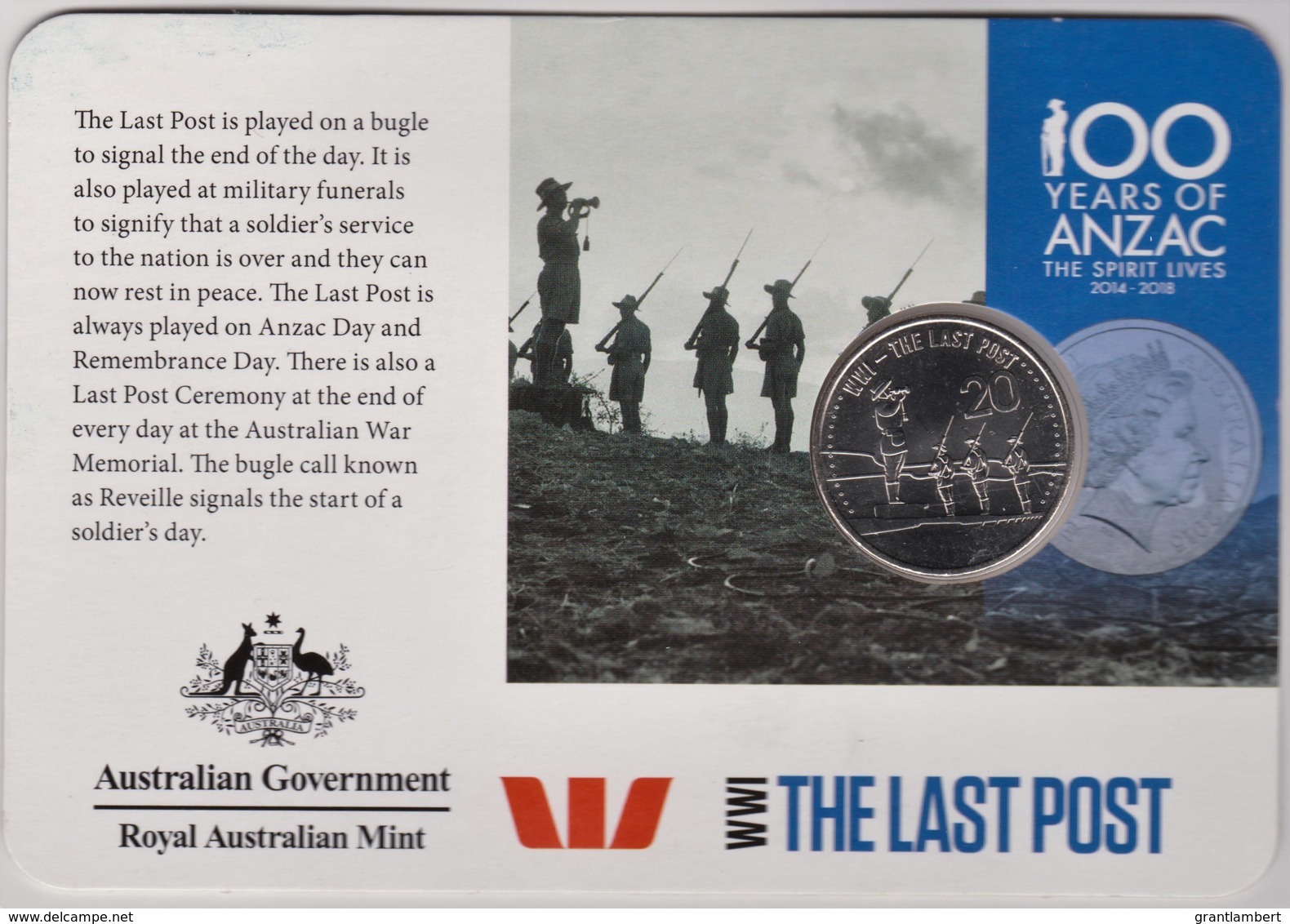 Australia 2015 ANZAC 100 Years - WW1 The Last Post Uncirculated 20c - Zonder Classificatie