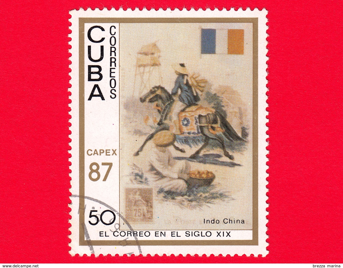 CUBA - 1987 - Capex '87 - La Posta Del 19° Secolo - Indocina - Bandiera - Postini A Cavallo - 50 - Ungebraucht