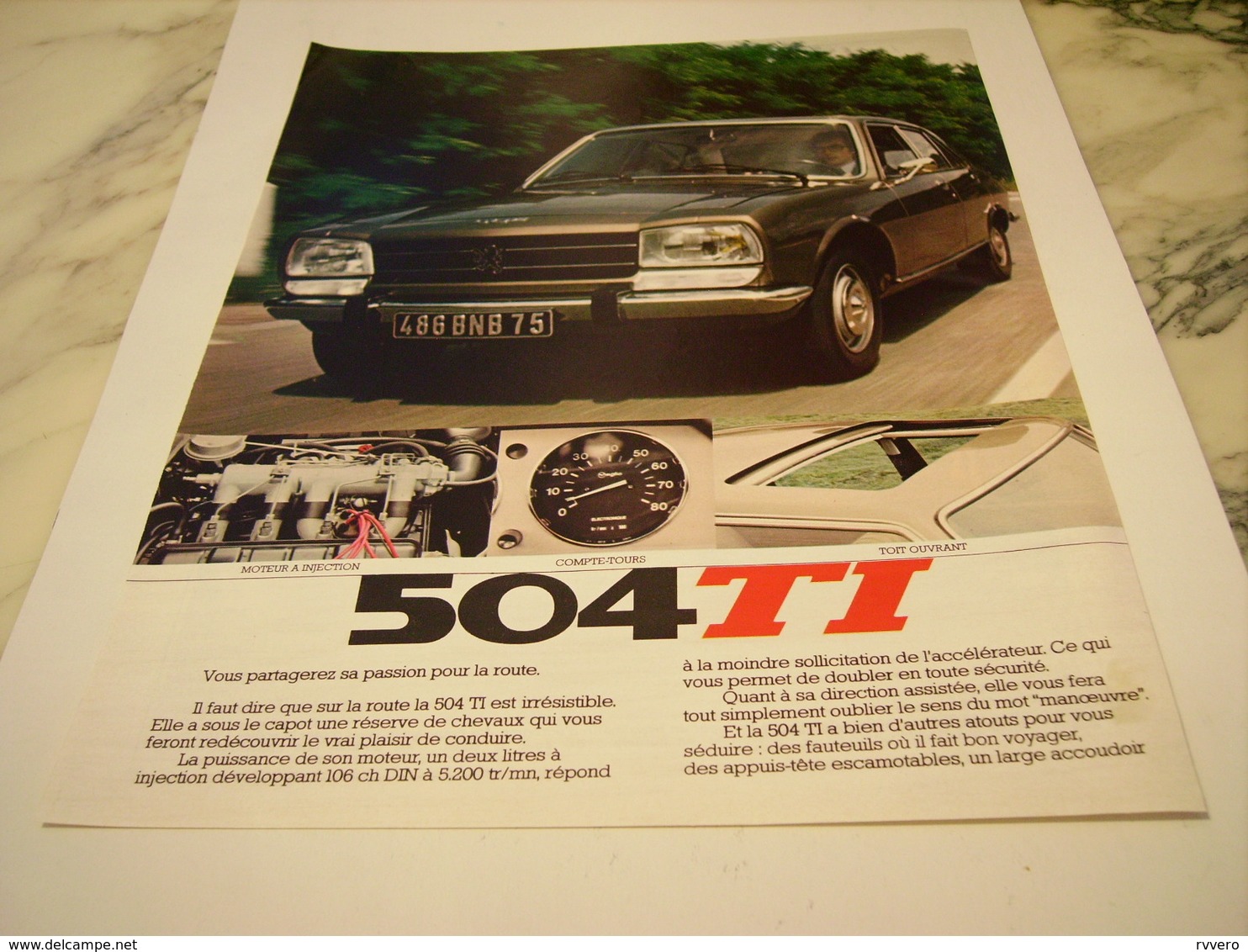 ANCIENNE PUBLICITE  504  TI DE PEUGEOT  1977 - Voitures