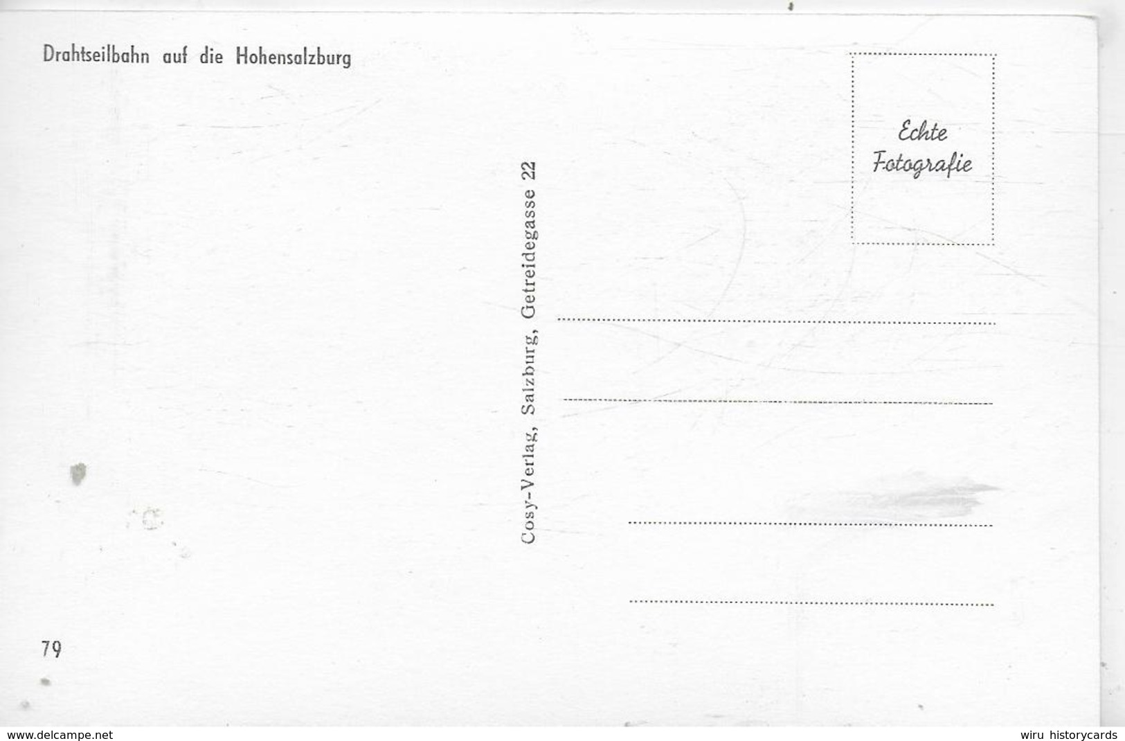 AK 0262  Drahtseilbahn Auf Die Hohensalzburg - Verlag Cosy Um 1940-50 - Seilbahnen