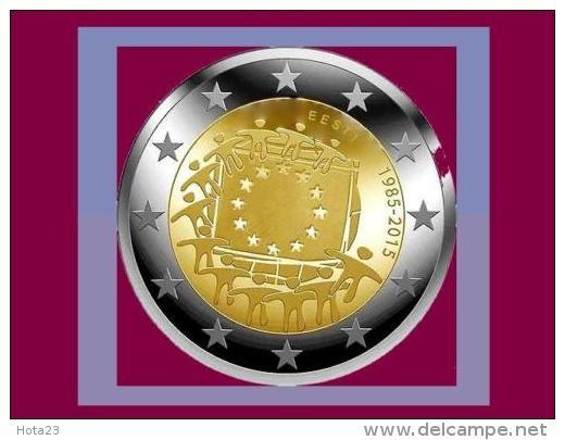 2 Euro Estland Estonia 2015 , 30 Jahre EU-Flagge, Aus Rollen, From Roll UNC  Today In Stock - Estonia