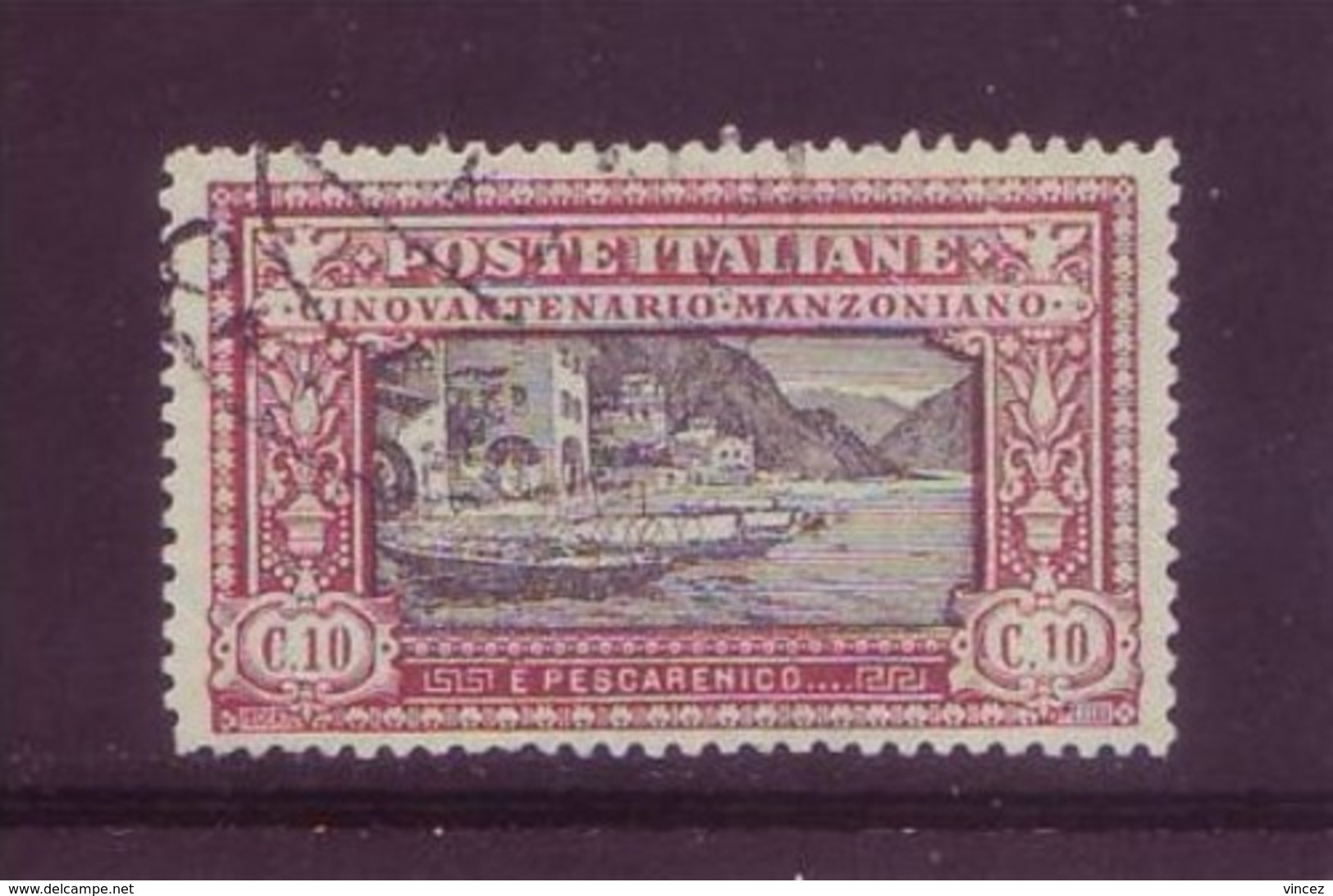 Italia 1923 - Alessandro Manzoni, 10c Carminio E Nero. Usato - Used
