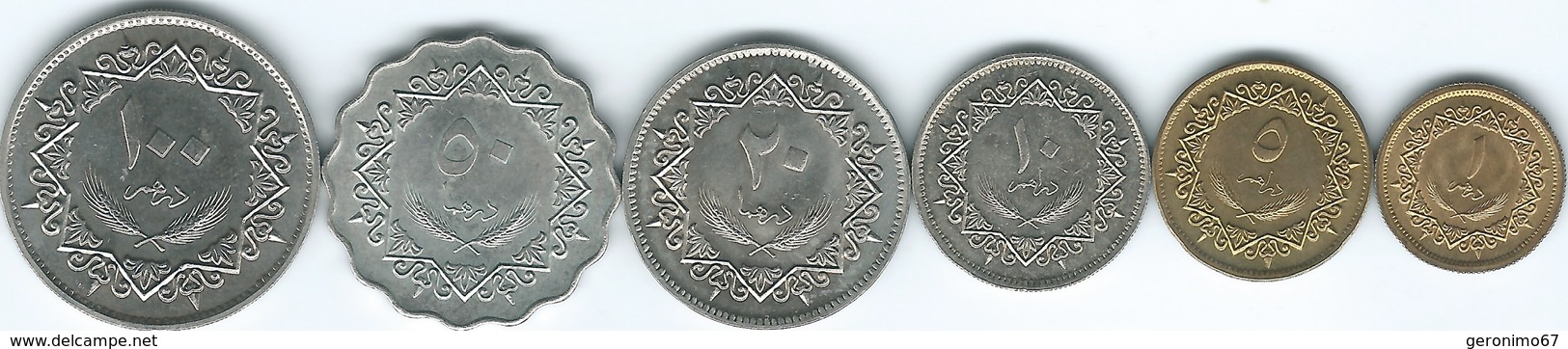 Libya - AH1399 - 1979 - 1 (KM18) 5 (KM19) 10 (KM20) 20 (KM21) 50 (KM22) & 100 Dirhams (KM23) - Libië