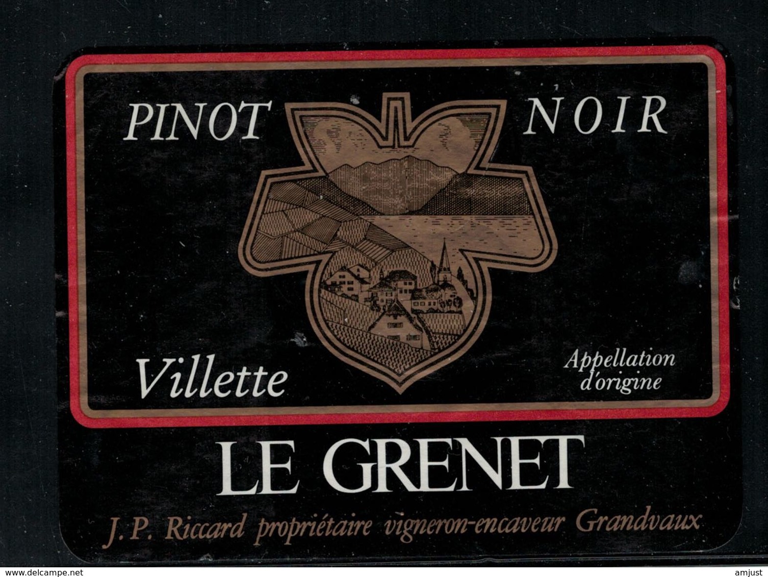 Etiquette De Vin // Pinot Noir De Villette, Vaud, Suisse - Autres & Non Classés