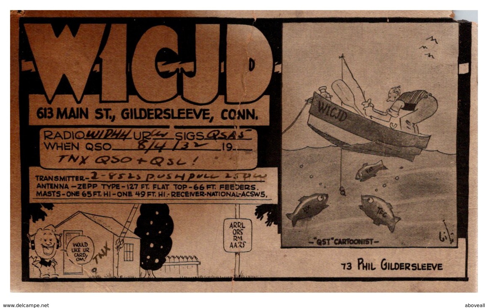 Connecticut Gildersleeve , QSL ,  WICJD , Dated  1937 - Other & Unclassified