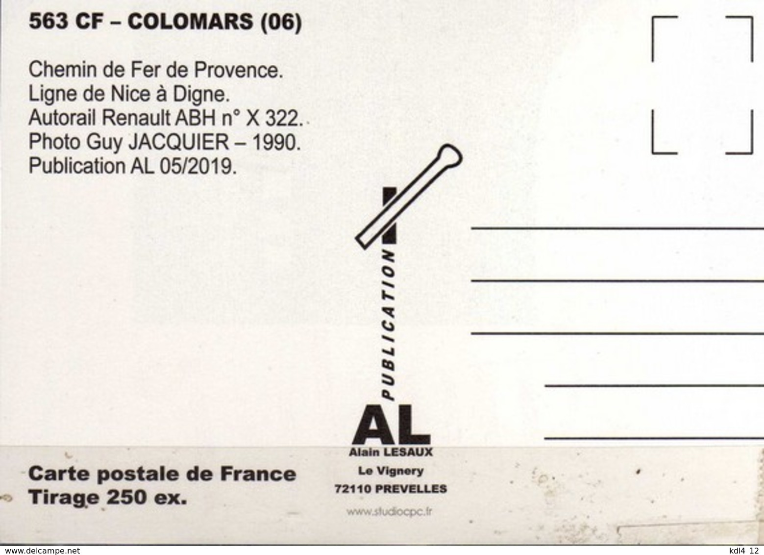 AL 563 - Autorail Renault ABH N° X 322 En Gare - COLOMARS - Alpes Maritimes - Matériel