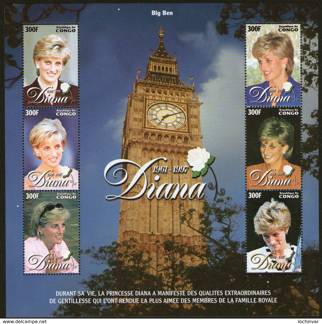 CONGO, 1998 PRINCESS DIANA MINISHEET  MNH - Mint/hinged