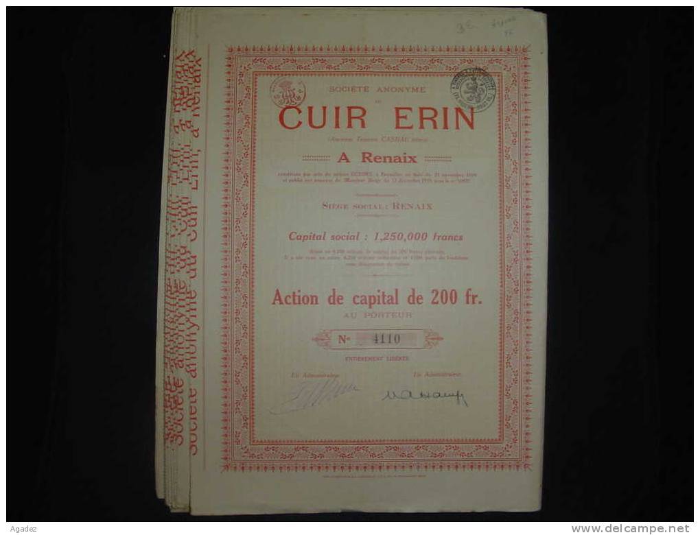 Action "Cuir Erin"Renaix         1919 Leder. - Industrie