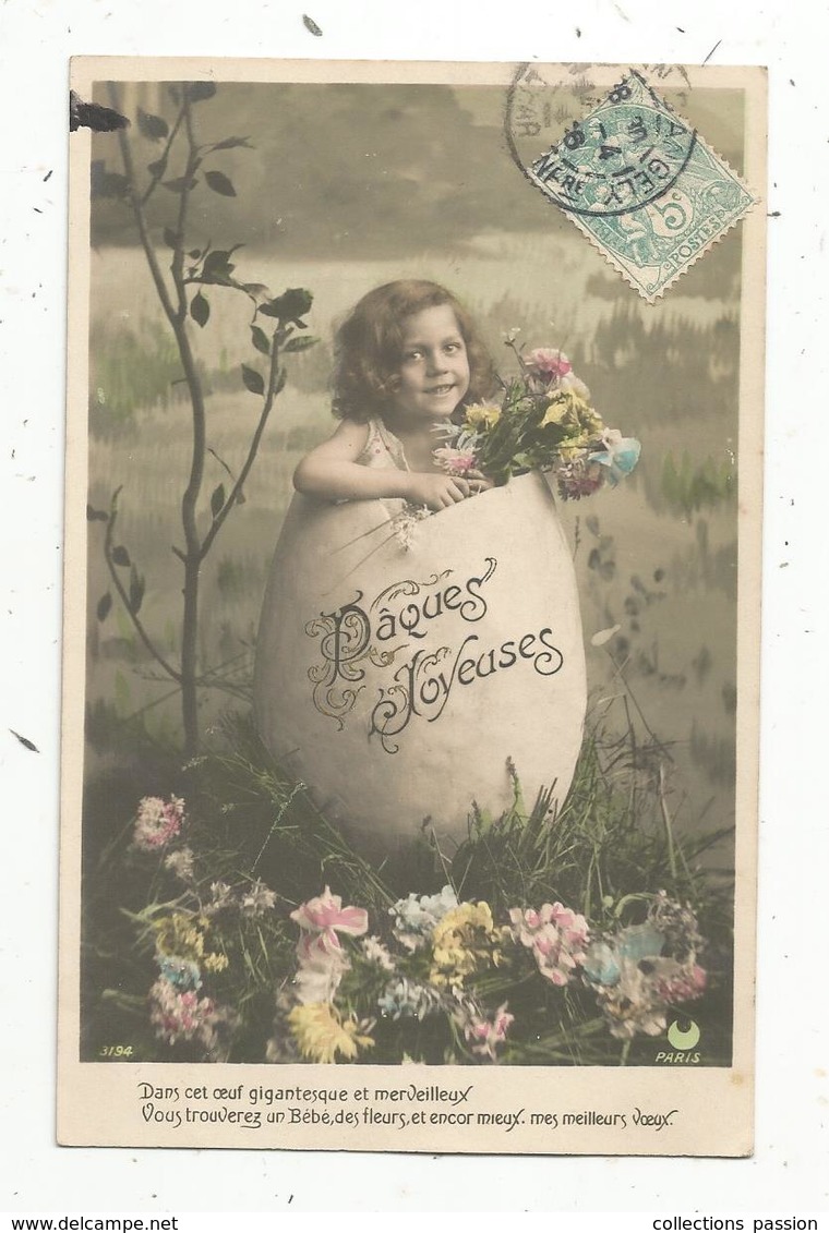 Cp, Joyeuses PÂQUES ,  Voyagée 1906 - Easter