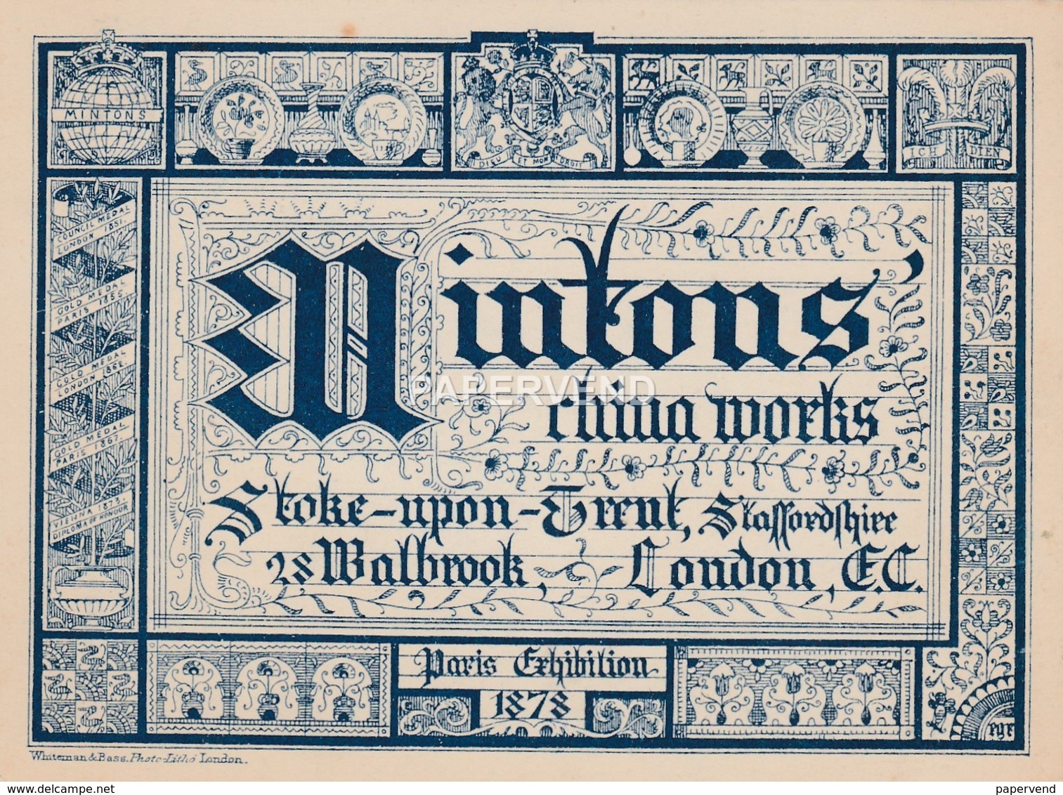 Trade Card  MINTONS' China Works  STOKE UPON TRENT Etc50 - Other & Unclassified