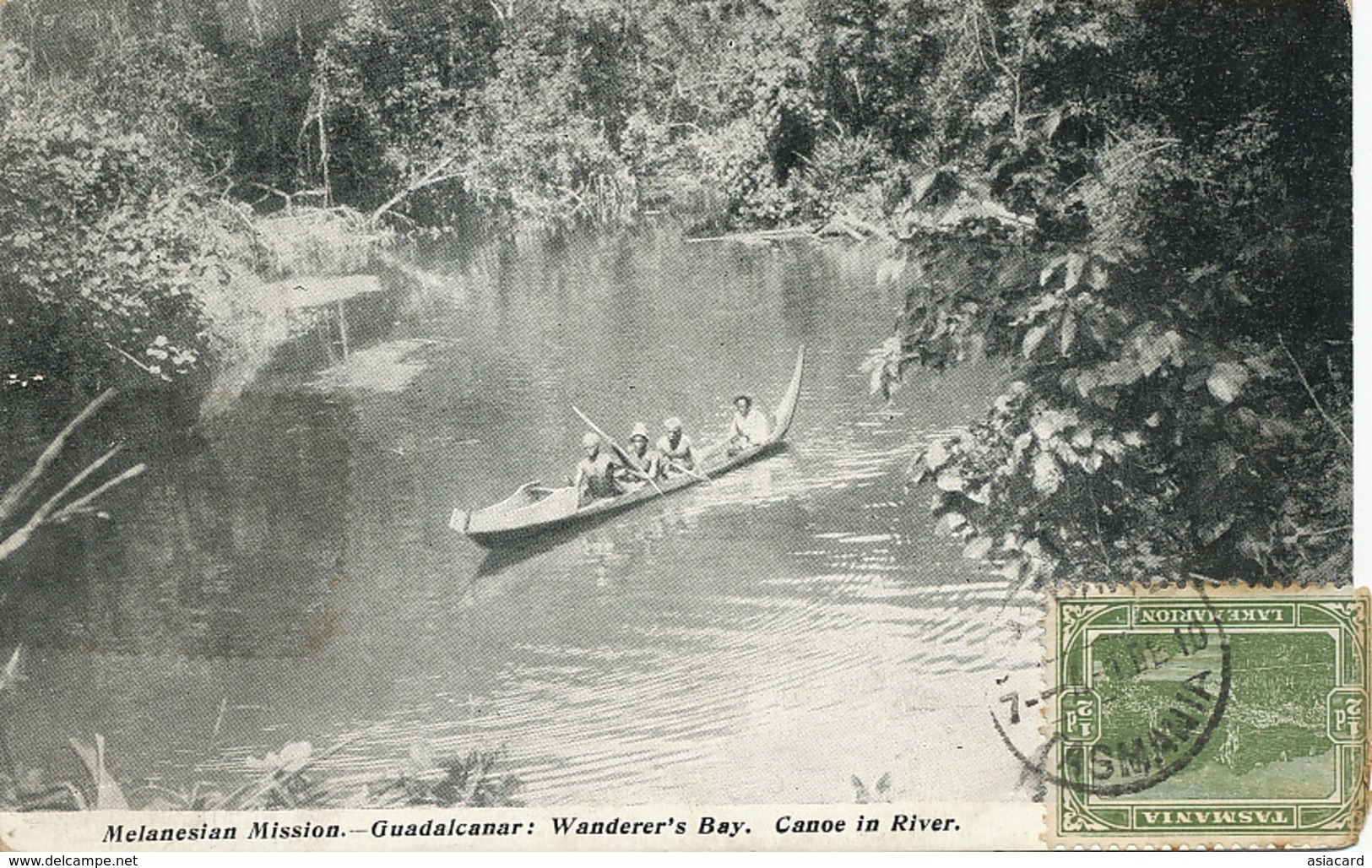 Solomon Island Guadalcanal Melanesian Mission Wanderer's Bay . Canoe In River Used Tasmania To Saillans Drome Kosmos - Salomoninseln