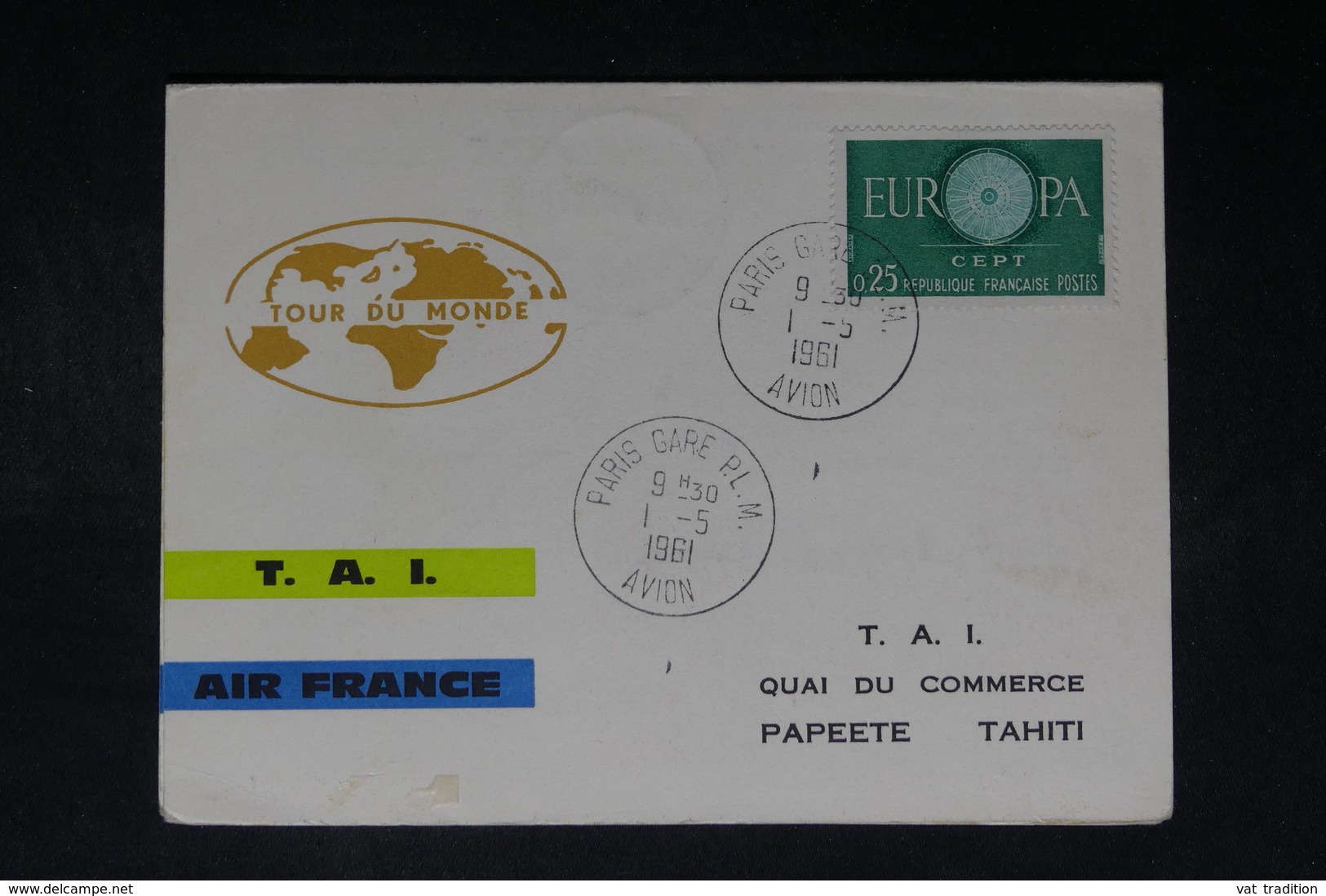 POLYNÉSIE - Enveloppe Ilustrée Par Avion De Paris Pour Papeete En 1961 Et Retour , Affranchissement Plaisant - L 32503 - Briefe U. Dokumente