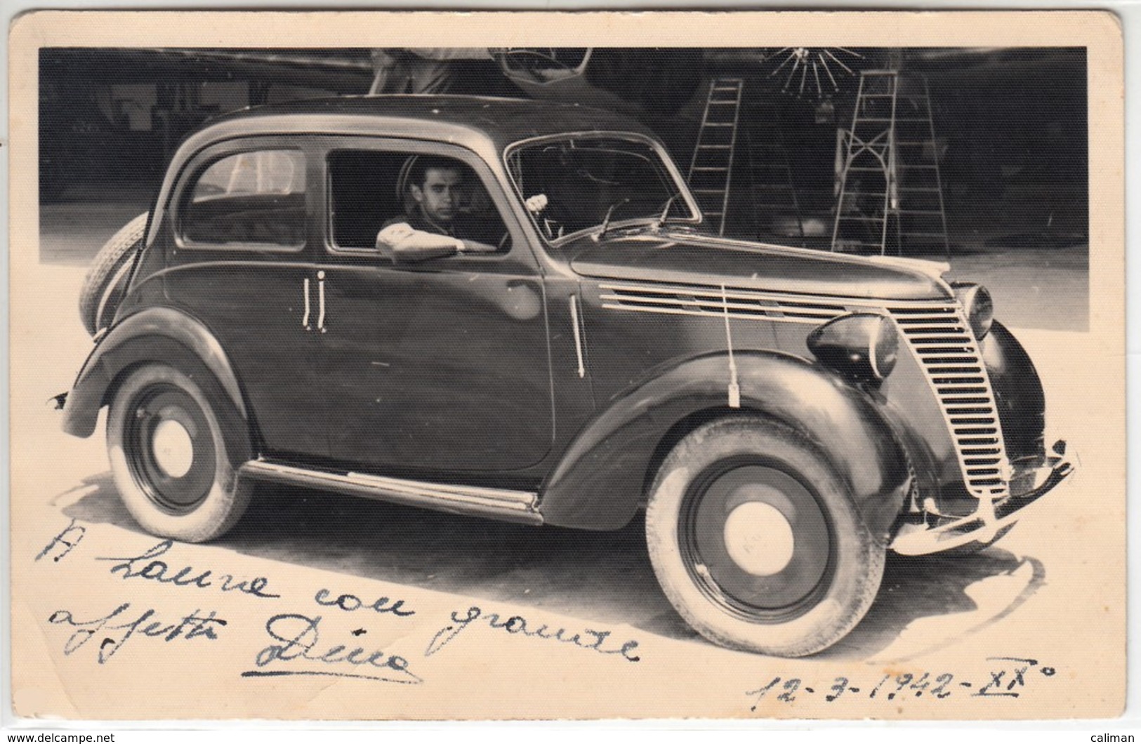 AUTO CAR VOITURE FIAT 1100 - FOTOCARTOLINA ORIGINALE 1942 - Automobili