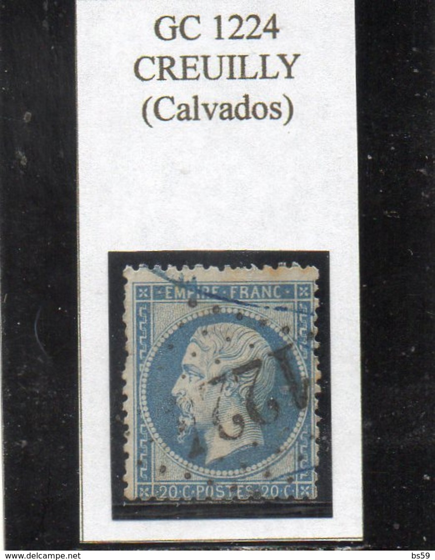 Calvados - N° 22 Obl GC 1224 Creuilly - 1862 Napoleone III