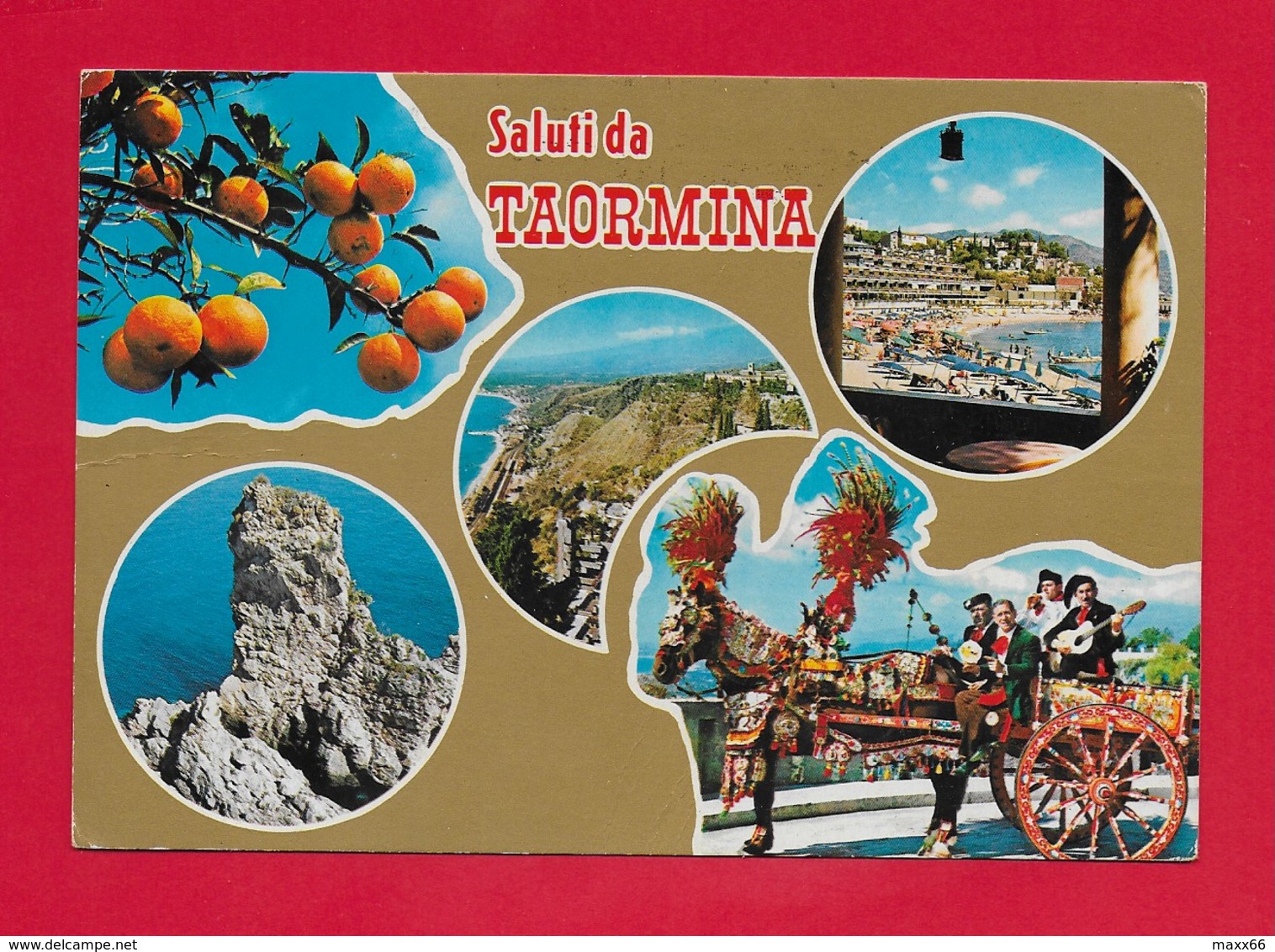 CARTOLINA VG ITALIA - Saluti Da TAORMINA (ME) - Vedutine Multivue - 10 X 15 - ANN. 1976 BOCCACCIO - Saluti Da.../ Gruss Aus...