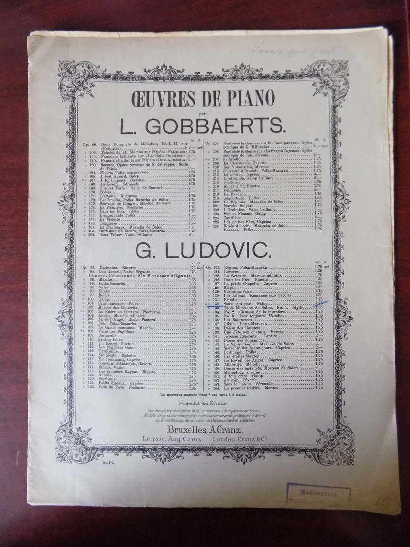 Partition " Sauve Qui Peut " Galop Pour Piano - G. Ludovic - Partitions Musicales Anciennes