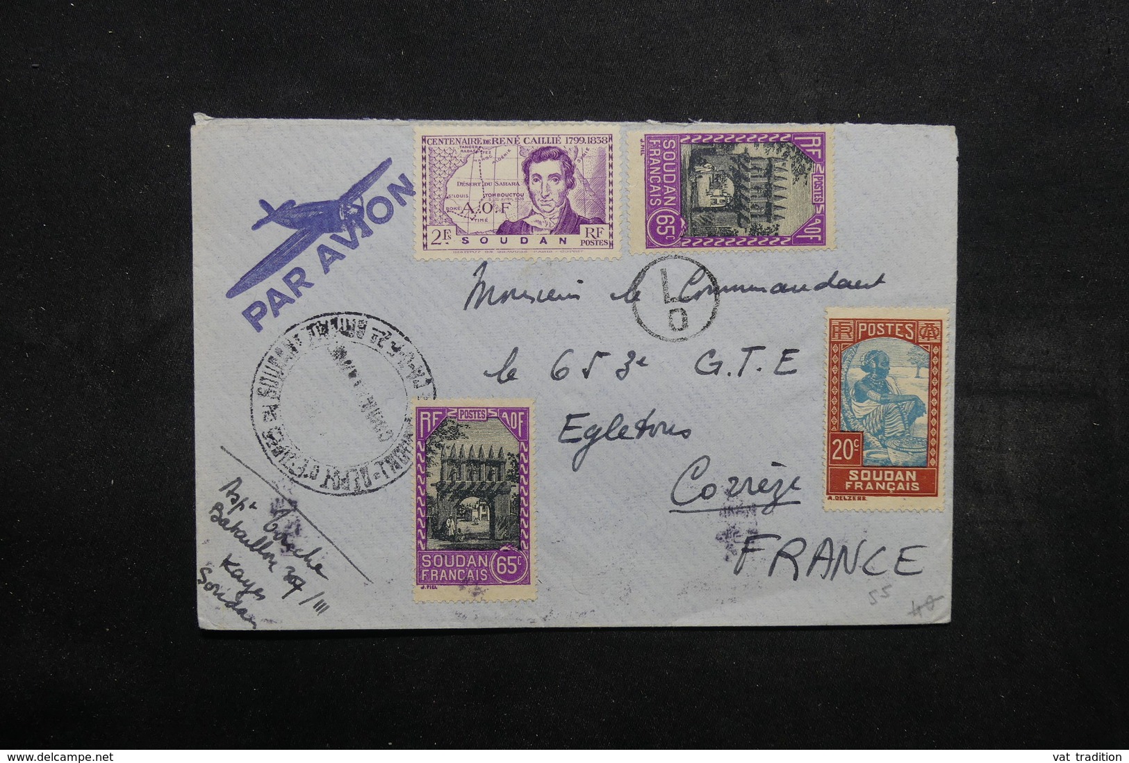 SOUDAN - Enveloppe De Kayes Pour Egletons En 1942 Avec Contrôle Postal , Affranchissement Plaisant - L 32539 - Briefe U. Dokumente