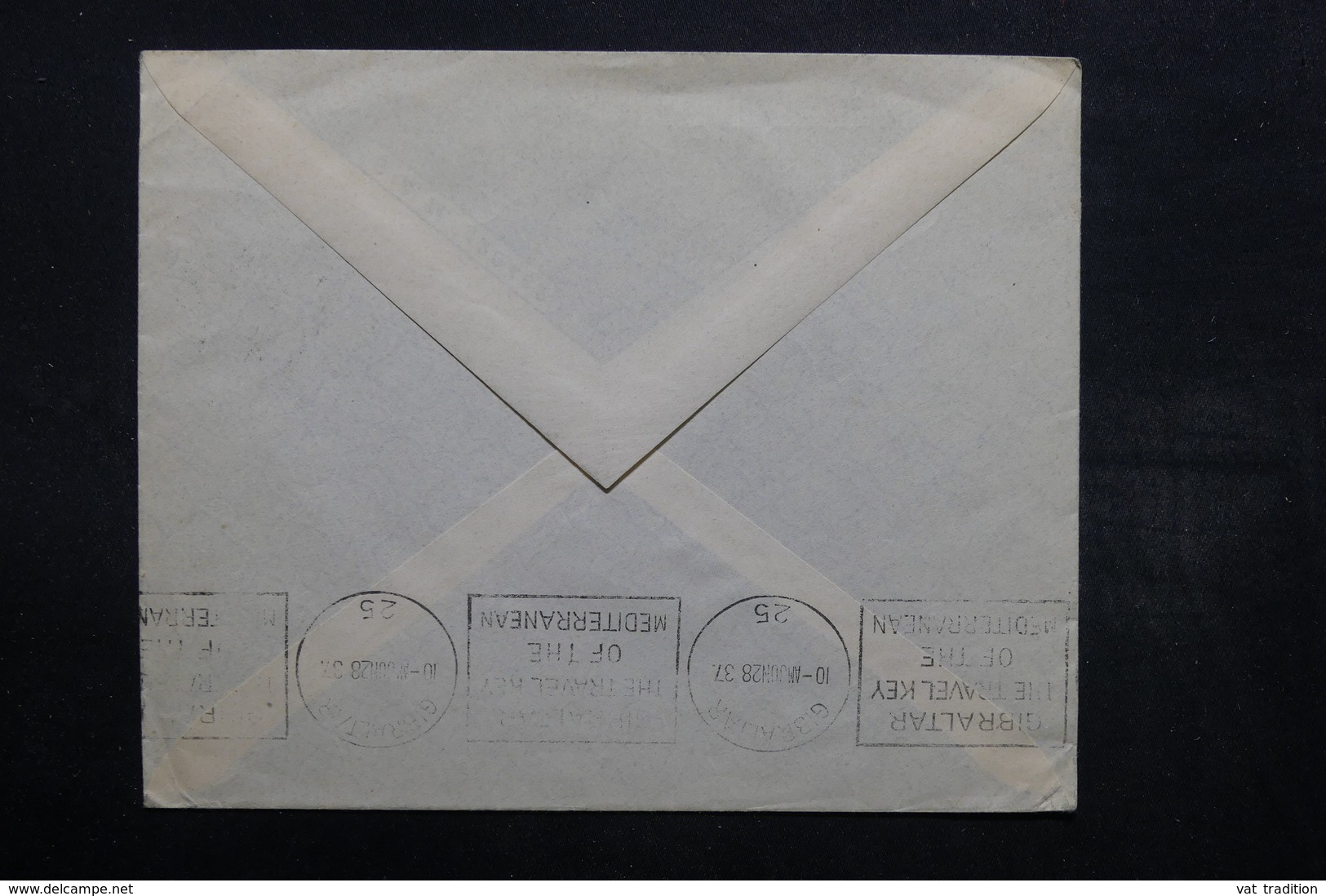 ESPAGNE - Enveloppe Du Consulat De Colombie Pour Paris Via Gibraltar En 1937 , Cachet De Censure - L 32544 - Marcas De Censura Republicana