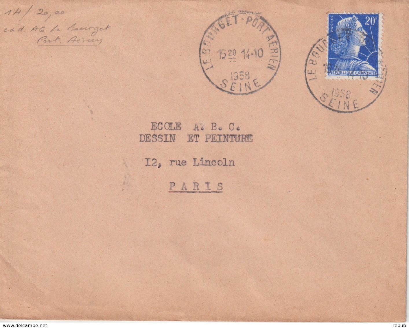 Oblitération Le Bourget Port Aérien 1958 - 1960-.... Storia Postale