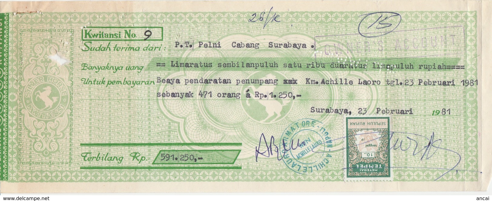 Indonesia. 1981. Ricevuta Com Marca Da Bollo - Indonesia