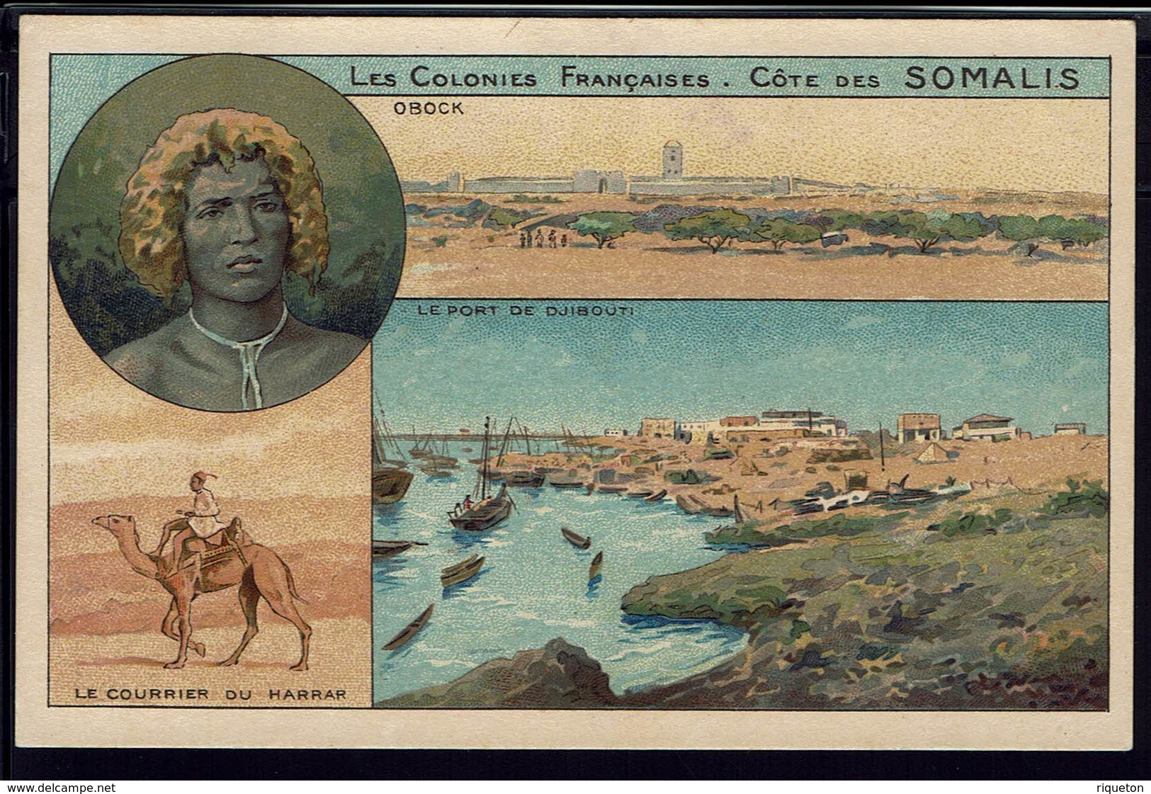 Somalie - CPA "Chocolats & Thé De La Cie Coloniale" Multivues - Obock - Port De Djibouti - Courrier Du Harrar - B/TB - - Somalia