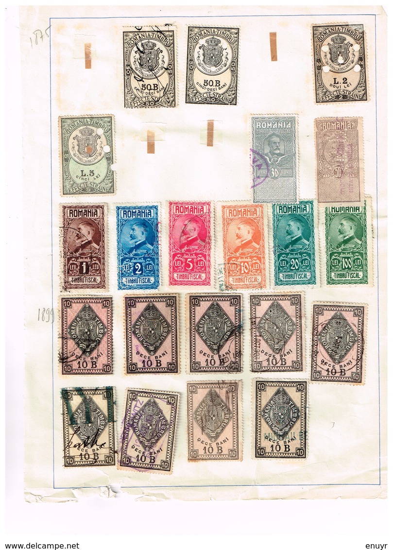 Lot Roumanie Anciens Timbres Fiscaux à Identifier - Collections (without Album)