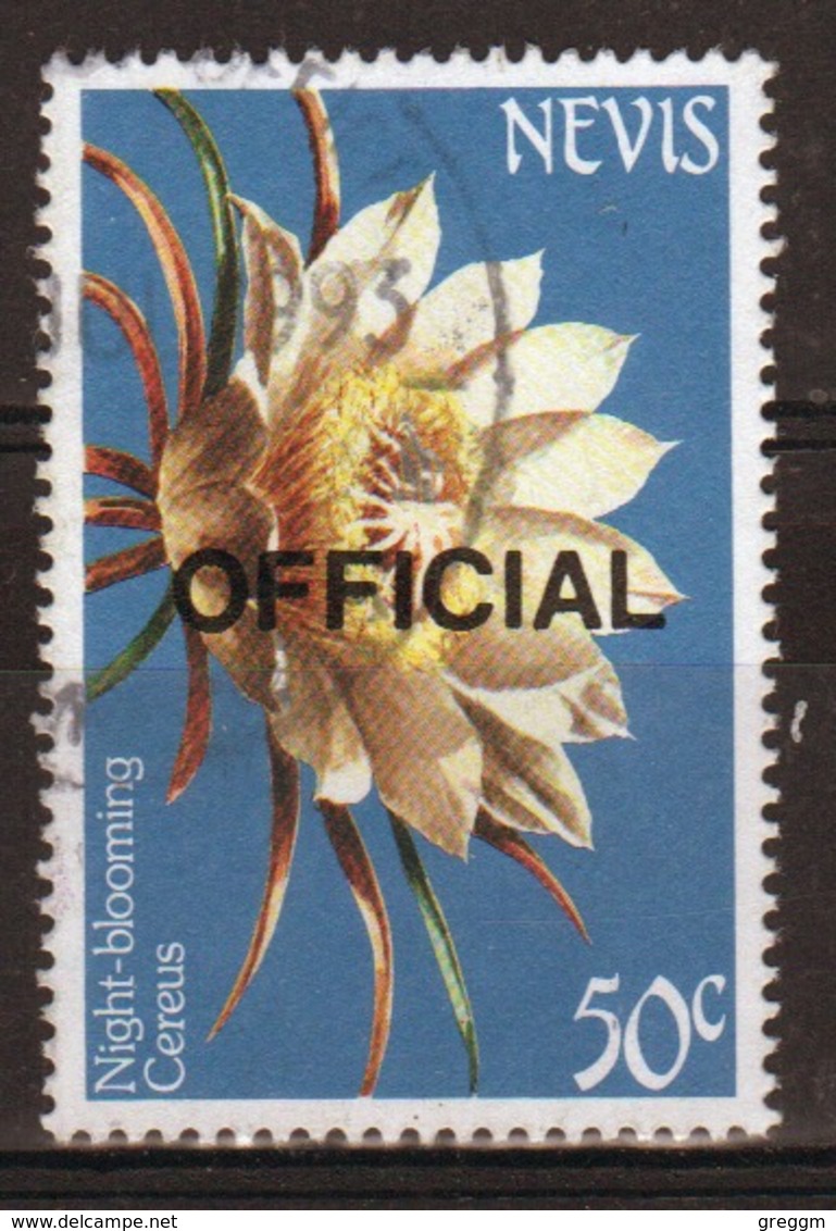 Nevis 1985 Single 50c Stamp From The 84 Flower Series Overprinted Official. - San Cristóbal Y Nieves - Anguilla (...-1980)