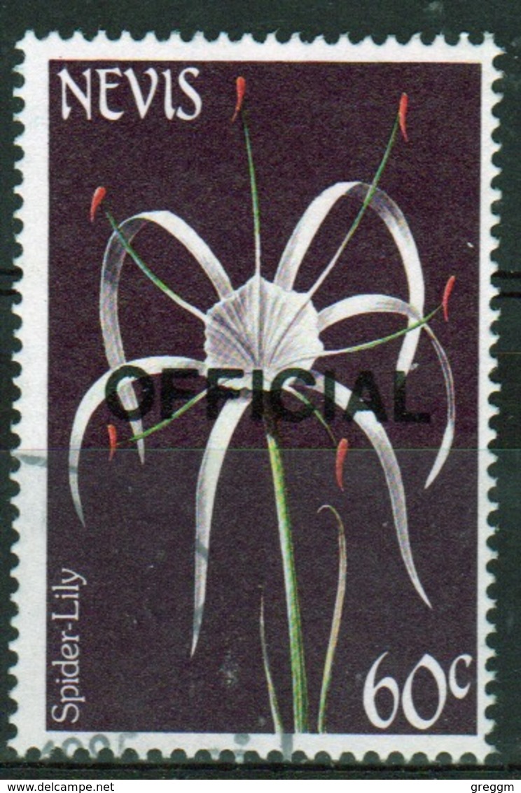 Nevis 1985 Single 60c Stamp From The 84 Flower Series Overprinted Official. - San Cristóbal Y Nieves - Anguilla (...-1980)