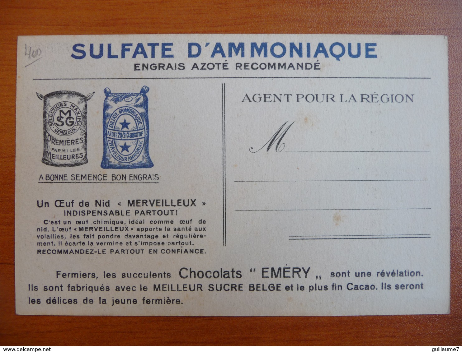 CPA - Oeuf De Nid  "Merveilleux" Pour Poules Et Pigeons, Favorise La Ponte, Stick - SMG Sélections Maxima Gembloux - Reclame