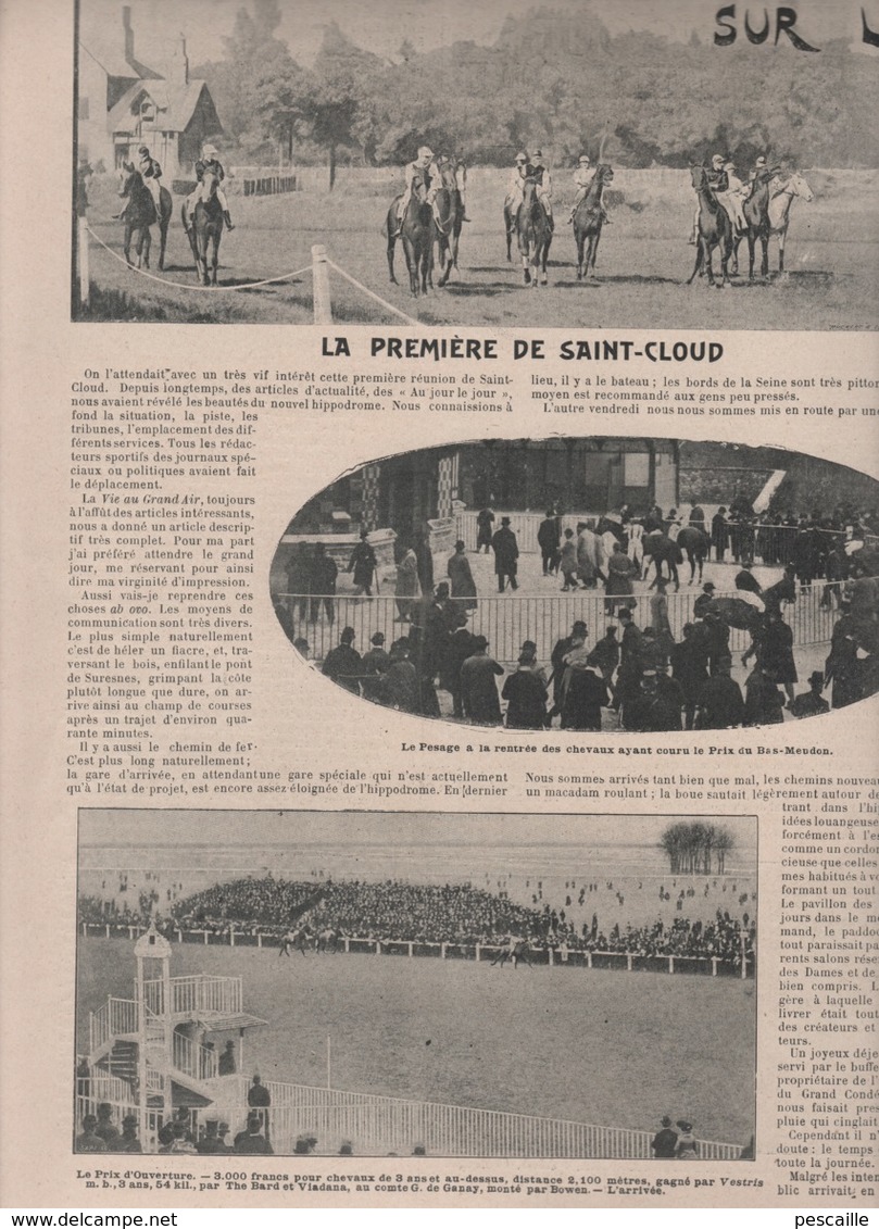 LA VIE AU GRAND AIR 24 03 1901 - ESCRIME - GUERRE DES BOERS - NANTES - PREMIERE COURSE A SAINT CLOUD - CROSS COUNTRY ...