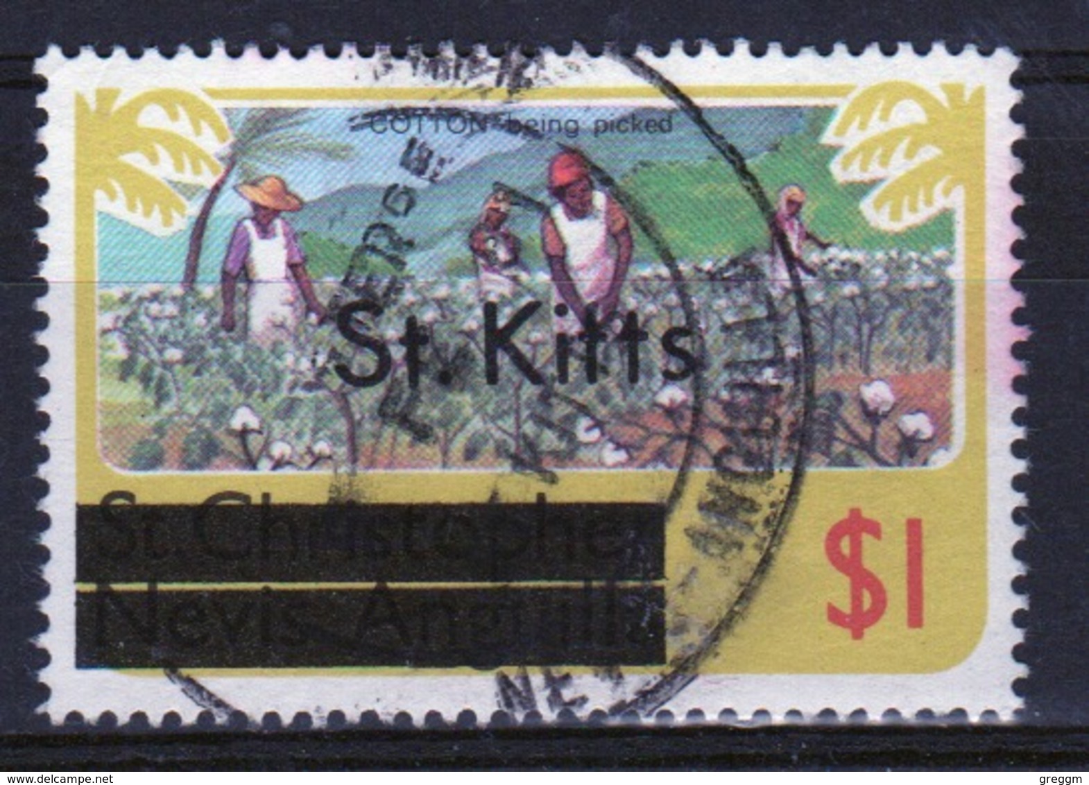 St Kitts 1980 Single $1 Stamp From The Definitive Series Overprinted St Kitts. - San Cristóbal Y Nieves - Anguilla (...-1980)