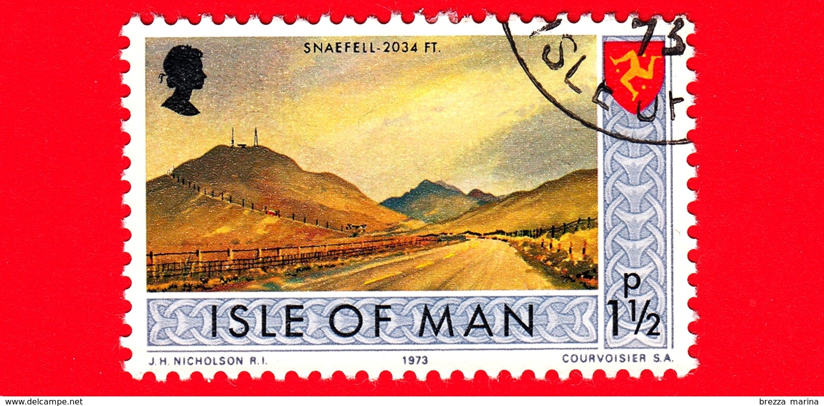 Isola Di MAN - Usato - 1973 - Paesaggi - Veduta Del Monte Snaefell - 1 ½ P - Isla De Man