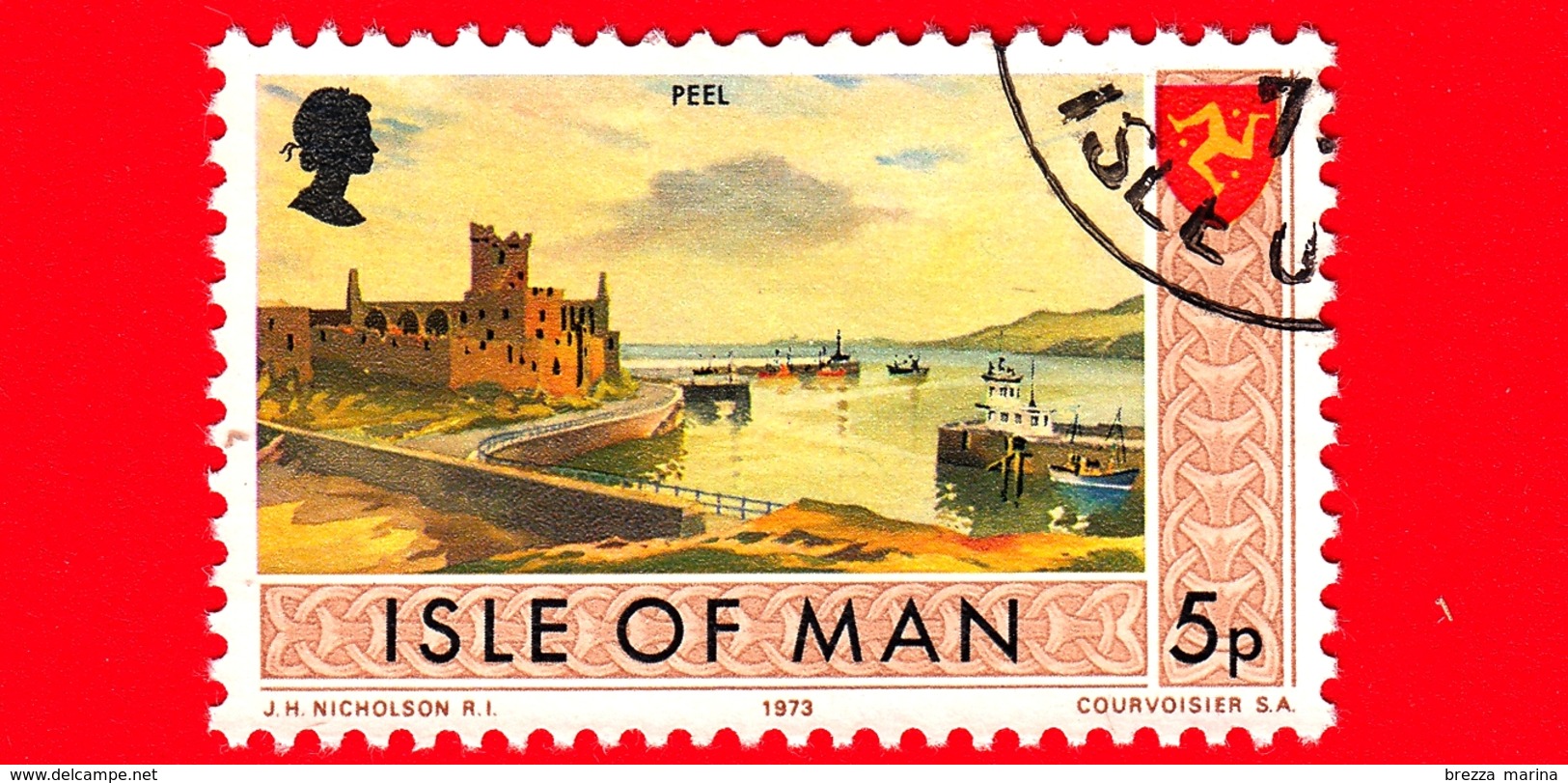 Isola Di MAN - Usato - 1973 - Paesaggi - Veduta Di Peel - 5 P - Isola Di Man