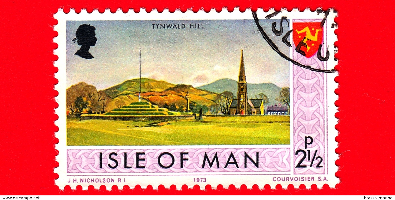 Isola Di MAN - Usato - 1973 - Paesaggi - Veduta Di Tynwald Hill - 2 ½ P - Isola Di Man