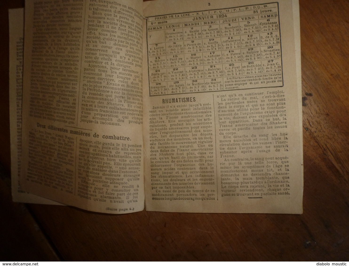 1893 : SHAKERS - Revue : Publication Paraissant à LILLE ( Pilules,Tisanes,etc ) à La Pharmacie FANYAU De LILLE - 1800 – 1899