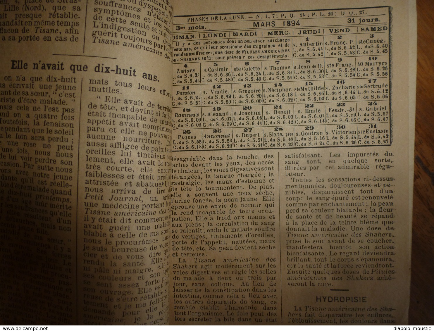 1893 : SHAKERS - Revue : Publication paraissant à LILLE ( Pilules,Tisanes,etc ) à la Pharmacie FANYAU de LILLE