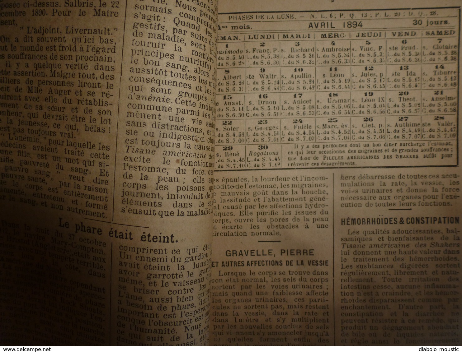 1893 : SHAKERS - Revue : Publication paraissant à LILLE ( Pilules,Tisanes,etc ) à la Pharmacie FANYAU de LILLE